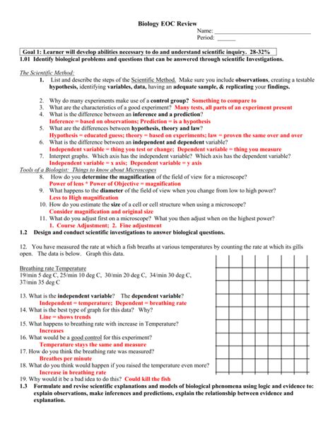 Then you can use the answer key below to score the staar soa released practice test. Eoc Biology Study Guide - tershara