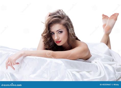Beautiful Nude Model Lying On Silk Sheets Stock Image Image Of Female