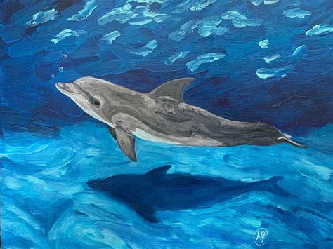 Dolphin Blowing Bubbles Acrylic Painting Dolphin Painting Art Painting