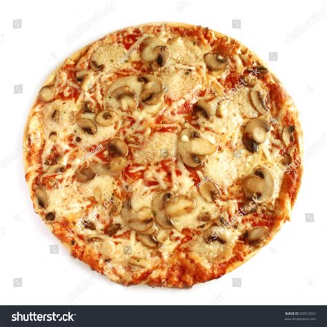 Mushroom Pizza Vegetarian On White Background Stock Photo 99312053