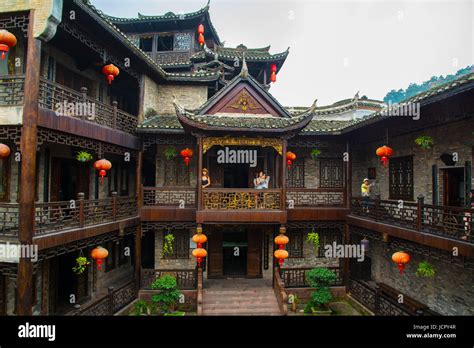 A Chinese Traditional House With Garden In Fenghuang Xian Hunan Stock