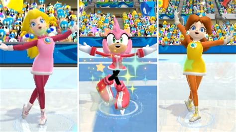 Mario Sonic At The Olympic Winter Games All Characters Figure Skating Gameplay Youtube