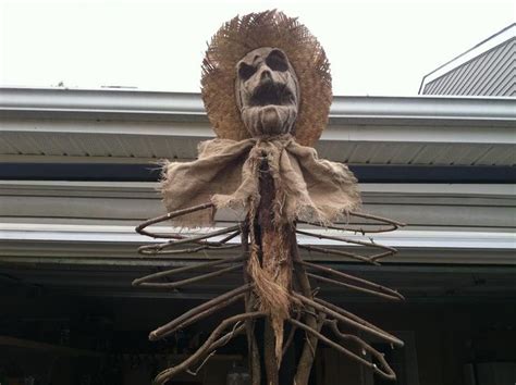 Scarecrow Build Foam Head Covered In Burlap Branches Scary