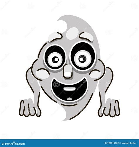 Funny Cartoon Ghost On White Background Happy Halloween Stock Vector