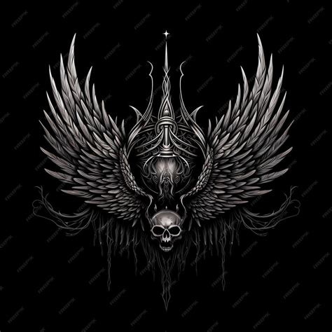 Premium Ai Image Skull And Wings Tattoo Design Illustration