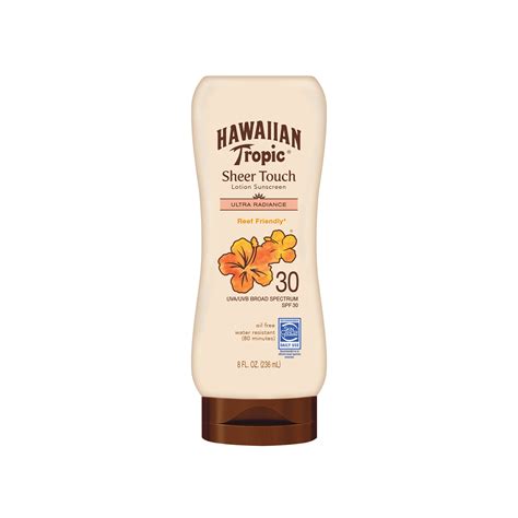 Hawaiian Tropic Sheer Touch Lotion Sunscreen 8 Oz Spf 30 Oil Free Water Resistant 80 Minutes