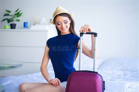 Vacation Woman Who Is Preparing For Rest Stock Image Image Of