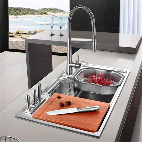 A good sink will enhance your kitchen's design, and it will become the kitchen's centerpiece. Practical Large Capacity Single Bowl Stainless Steel ...