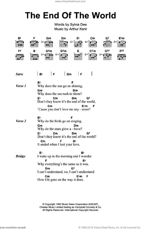 Tabbed by ashleyfoo contact me if there's any mistakes at ashleyfoo95@live.com. Davis - The End Of The World sheet music for guitar (chords)