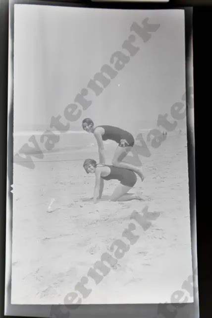 S Candid Of Playful Girls On Beach In Swimsuit Vtg Film Negative Wd