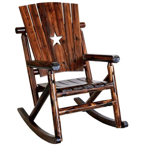 Leigh Country Char Log Wood Outdoor Rocking Chair With Star Tx 93615