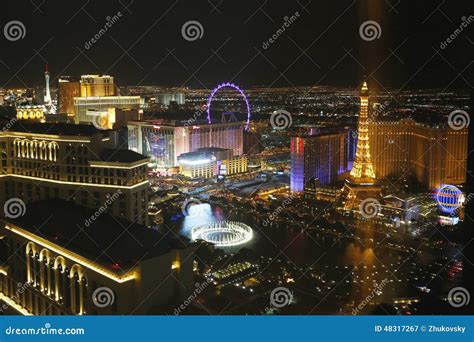 Aerial View Of Las Vegas Strip At Night Editorial Photography Image