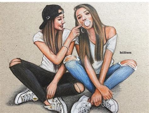 Pin By Jessassy On Art Best Friend Sketches Drawings Of Friends