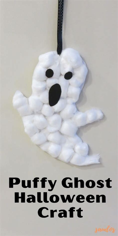 Puffy Ghost Halloween Craft Halloween Crafts For Kids