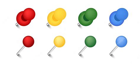 Premium Vector Push Pin Set In Red Yellow Green And Blue Color Vector