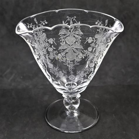 orchid etch no 507 fan vase made by a h heisey and co etsy