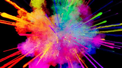Firework Of Paint Explosion Of Colorful Powder Isolated On Black