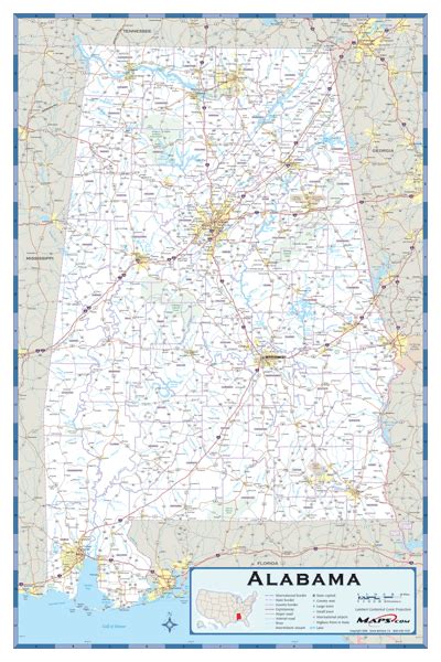 Alabama County Highway Wall Map By Mapsales