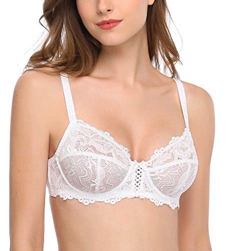 Deyllo Womens Sheer Lace Bra Underwire Unlined Bra Full Coverage Non Padded（whi Bras And Bra Sets