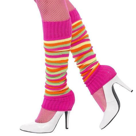 Neon Pink Striped Leg Warmers Party Delights
