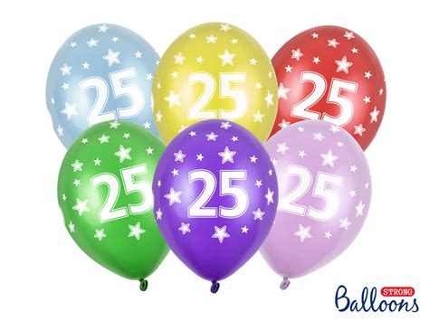 Balloons 30cm 25th Birthday Metallic Mix 1 Pkt 6 Pc