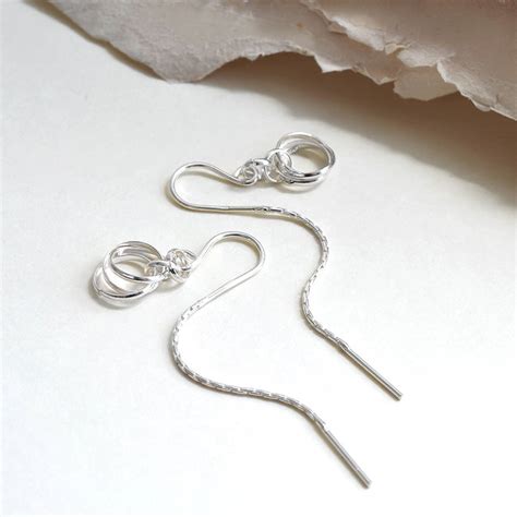 Sterling Silver Pull Through Chain Rings Earrings By Martha Jackson