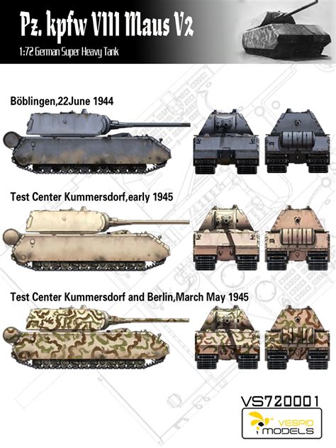 Pzkpfw Viii Maus V2 German Super Heavy Tank Vespid Models 720001