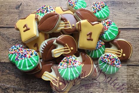 2 Dozen Mini Football Themed Decorated Cookies Etsy Cookie