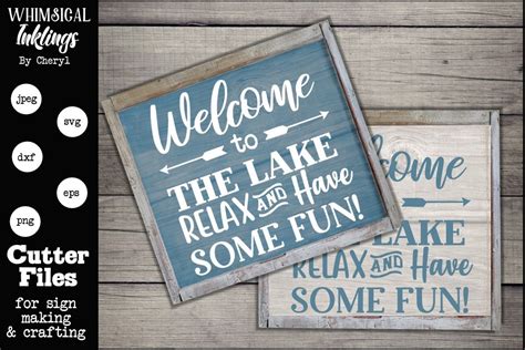 welcome-to-the-lake-svg-257989-svgs-design-bundles-summer-wood-sign,-svg,-design-bundles
