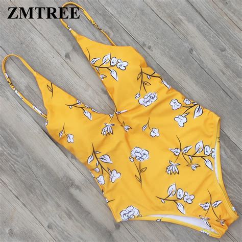 Buy Zmtree 2017 Swimwear Halter Deep V One Piece