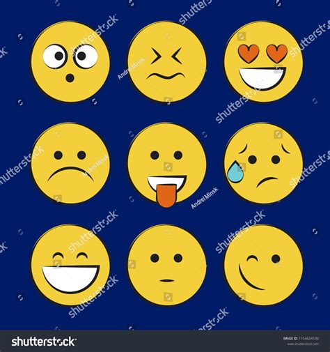 Set Smile Icons Emoji Emoticons Stock Vector Royalty Free 1154624530