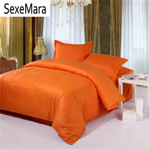 100cotton Orange Streak Bedding Set Twinqueenking Size 4pcs Hotel