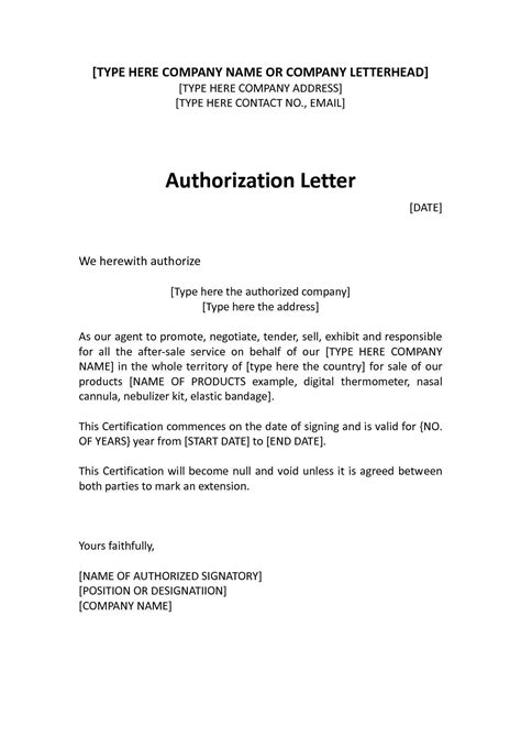 Sample Of Letter Of Authorization To Represent In Pdf Word Docs