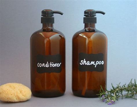 These X Litre Amber Glass Bottle Soap Dispensers With Chalkboard
