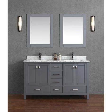 Buy Vincent 60" Solid Wood Double Bathroom Vanity in Charcoal Grey HM