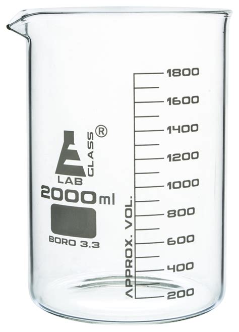 Eisco Beaker 2000ml Low Form With Spout Borosilicate Glass Learning