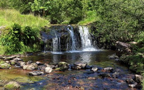 Waterfall And Pool On The River Caerfanell In The Brecon Beacons Stock