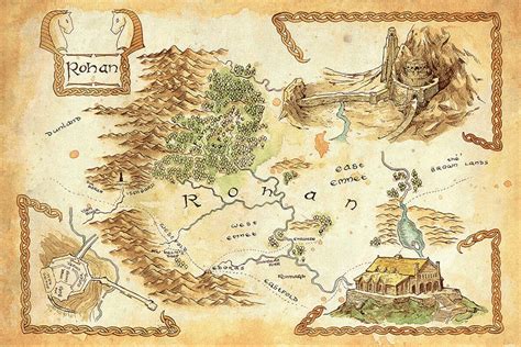 The Rohan Map Tolkien Map Middle Earth Map The Lord Of The Etsy