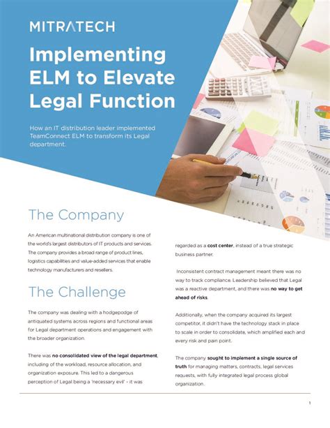 Teamconnect Implementing Enterprise Legal Management To Elevate Legal