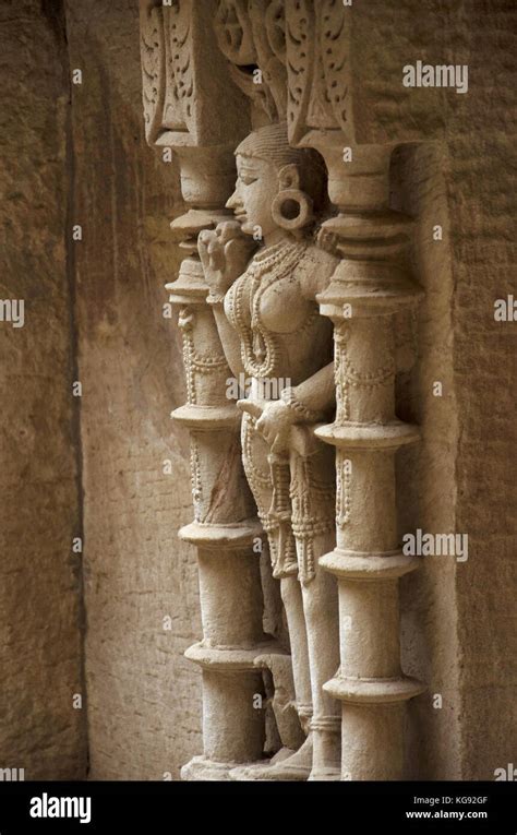 Carving Details Of An Idol Of Apsara Located On The Inner Wall Of Rani