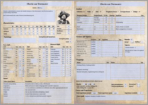 Wfrp Character Sheet Amazing Tales