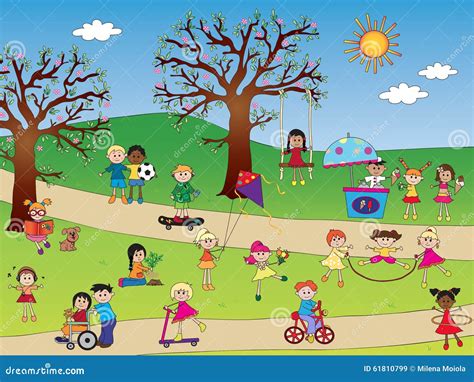 Children Park Stock Illustration Illustration Of Games 61810799