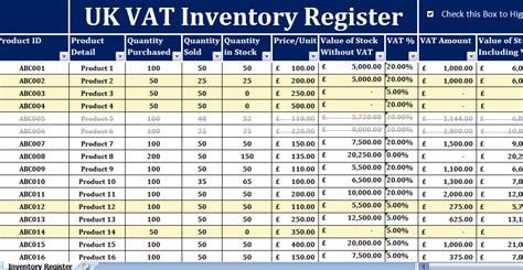 Uk Vat Inventory Register Excel Template For Free