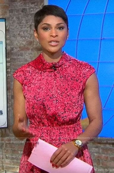 Wornontv Jericka Duncans Red Floral Roll Neck Dress On Cbs This