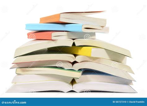 Books Untidy Pile Open Isolated White Background Stock Photo Image