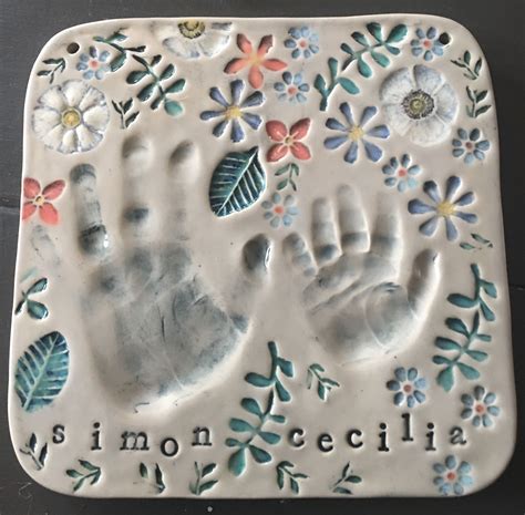 Custom Baby Handprints Handmade Ceramics Baby Handprint Pottery Making