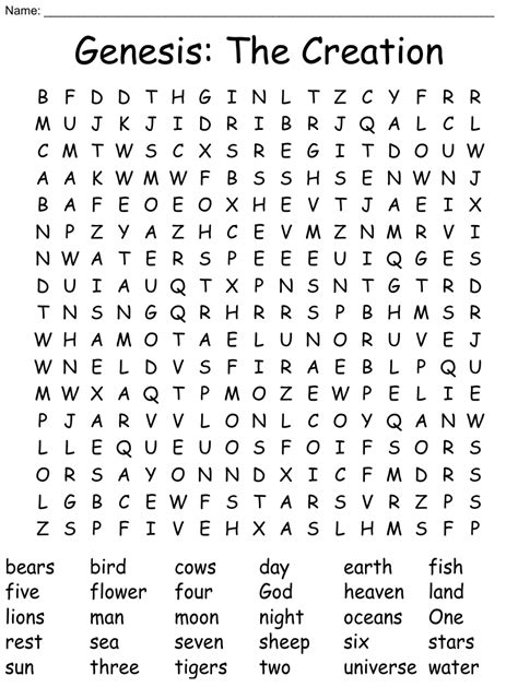 Genesis The Creation Word Search Wordmint