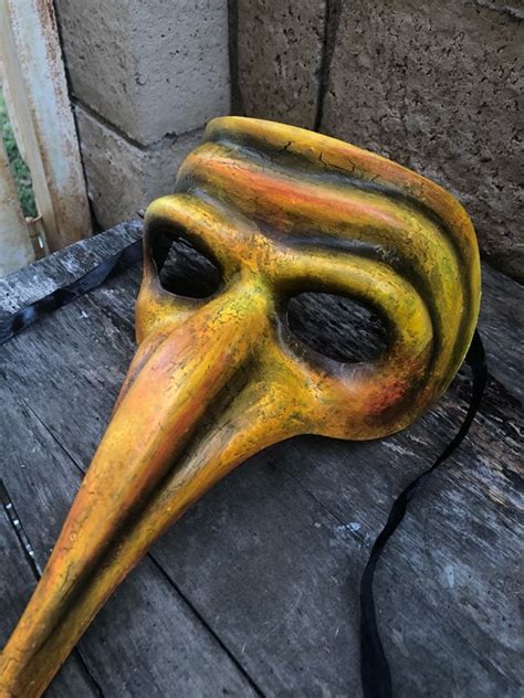 Ooak Yellow Plague Doctor Death Mask Creepy Horror Art By