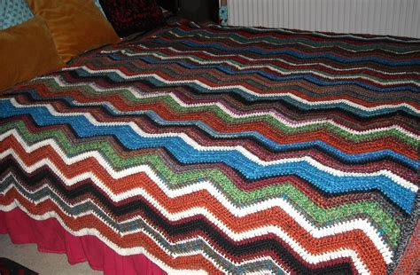 Crocheted Zigzag Bedcover Crochet Crochet Blanket Handmade