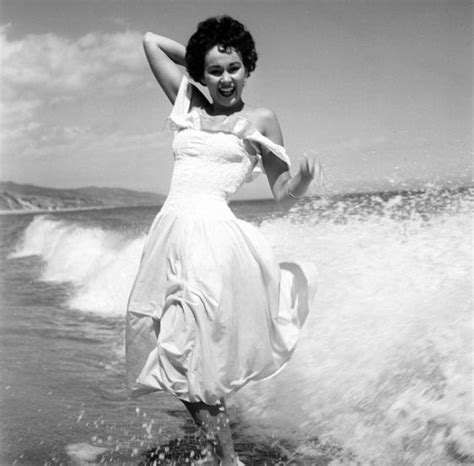 Marla English Enjoying On The Beach 1954 Bygonely